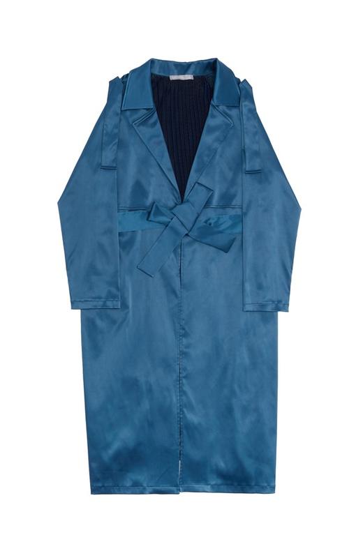 OCTAVIA 蓝色光泽感拼接风衣 6290 商品图4