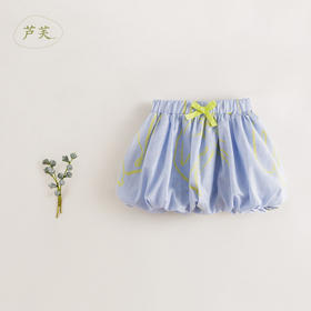 【马克珍妮 芦芙】夏装新款 女童印花棉麻花苞半身裙230019