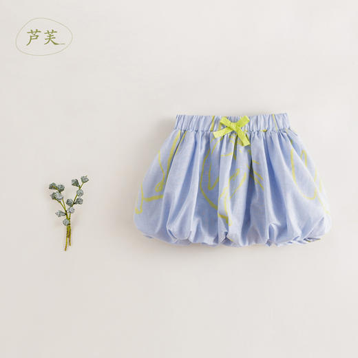 【马克珍妮 芦芙】夏装新款 女童印花棉麻花苞半身裙230019 商品图0