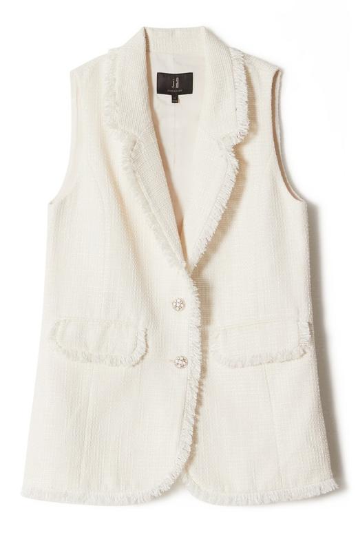 J.A 白色小香风流苏马甲 8648 商品图4