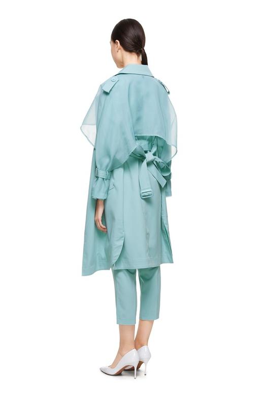 J.A 网纱披肩浅蓝色束腰风衣 7622 商品图2