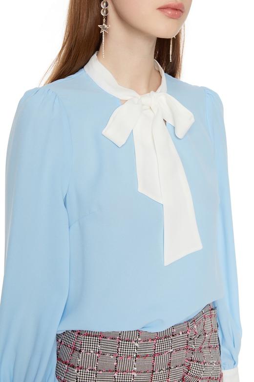 AVA 蓝白拼色系带上衣 6046 商品图3