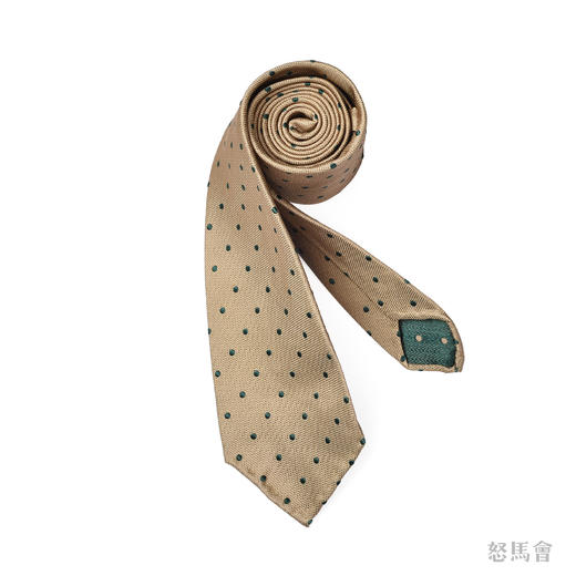 黄色绿波点蚕丝手工领带 商品图2