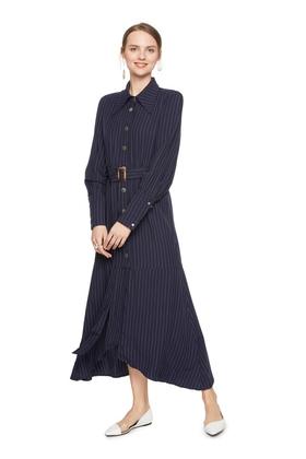 SUMMER & SAGE 条纹束腰长款连衣裙 6223