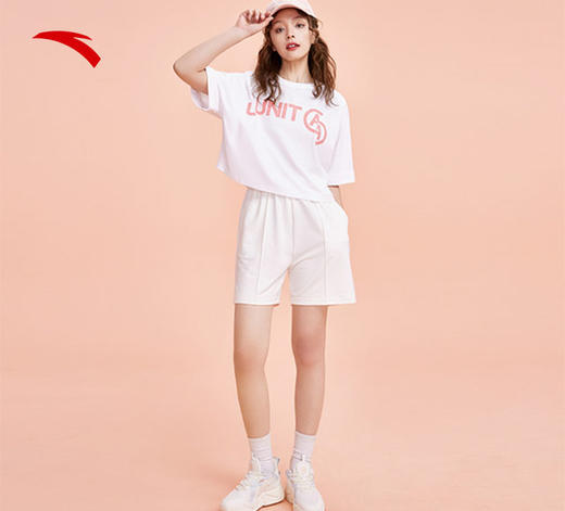 【2XL断码】安踏短袖t恤女夏季新款白色简约针织上衣宽松透气162328149【库存有限 无货将做退款】 商品图2