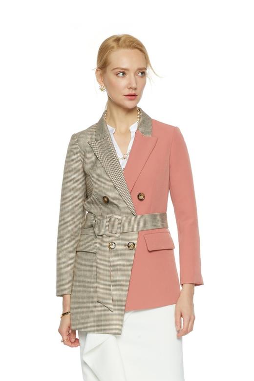 J.A 格纹拼接西装外套 6135 商品图0