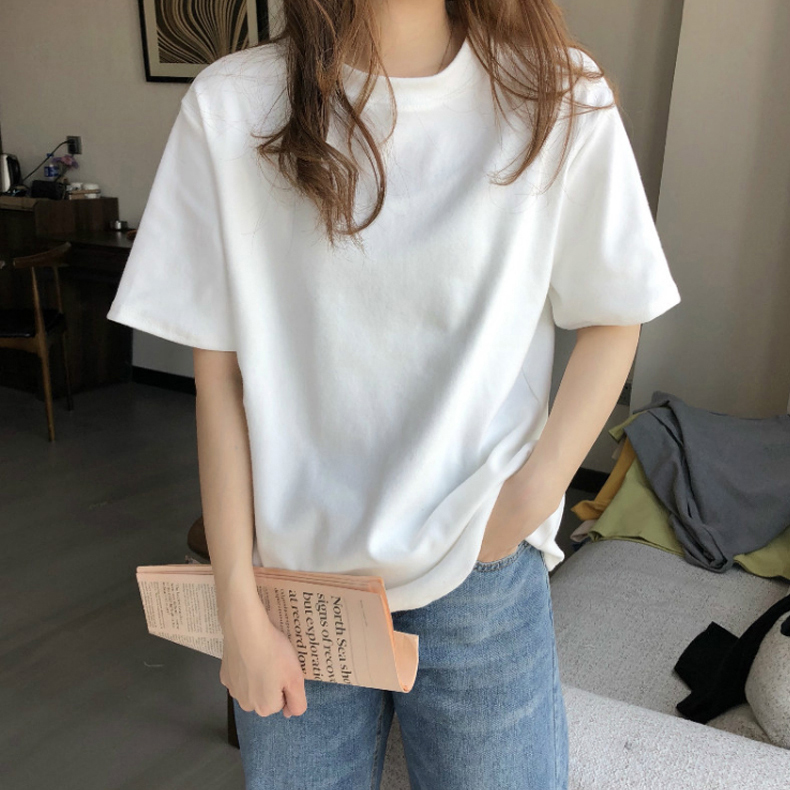 重磅纯棉短袖T恤，男女同款，宽松圆领【G】