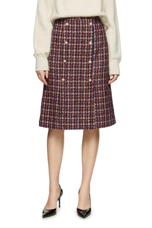 SUMMER & SAGE 小香风双排扣开衩半裙 8611 商品图0