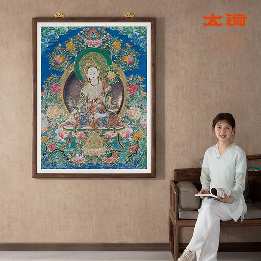 太铜 手工錾刻 铜雕画《唐卡七彩款白度母》限量33幅 商品图5