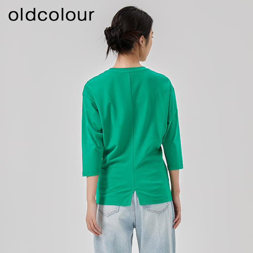 oldcolour2023春季新款气质百搭圆领基础款五分袖T恤女O12022433 商品图4