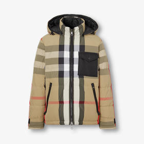 BURBERRY 巴宝莉 男士双面两穿格纹尼龙连帽羽绒服 格子 8064291 A7028