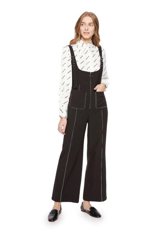 SUMMER & SAGE 明线装饰黑色背带裤 6053 商品图0