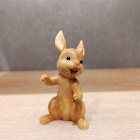 八哥兔立耳兔°黄杨木摆件