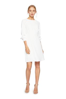 OCTAVIA 圆扣装饰白色连衣裙 6127