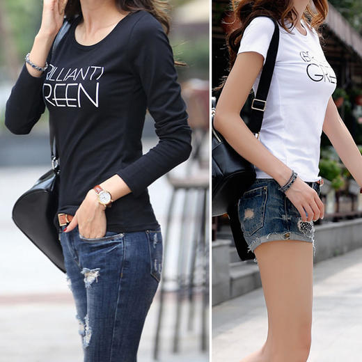 裁缝学苑AW68韩版女士修身打底衫纸样长袖短袖T恤纸样裁剪图牛皮 商品图2