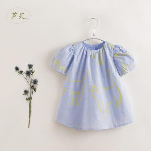 【马克珍妮 芦芙】夏装新款 女童棉麻花苞袖连衣裙230018 商品图1