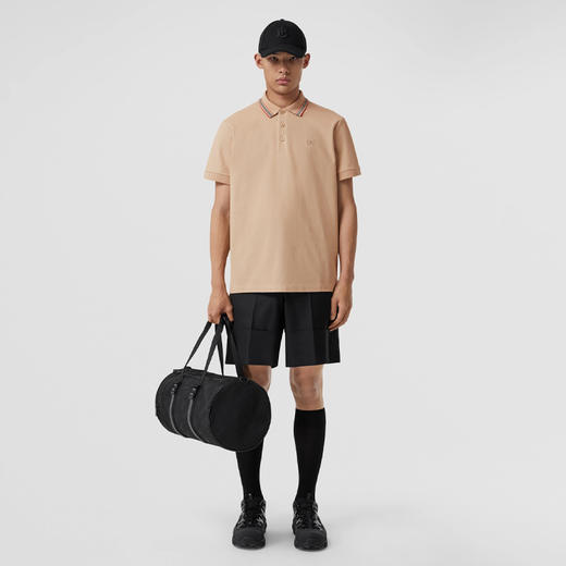 BURBERRY 巴宝莉 男士标志性条纹衣领珠地网眼布棉质TB专属标识短袖Polo衫 卡其色 8056223 A7405 商品图3