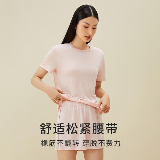 金三塔100%桑蚕丝真丝针织情侣舒适裸感T恤短裤睡衣可外穿家居服 商品图3