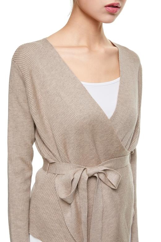 LNNNS 杏色围裹系带针织上衣 8436 商品图3