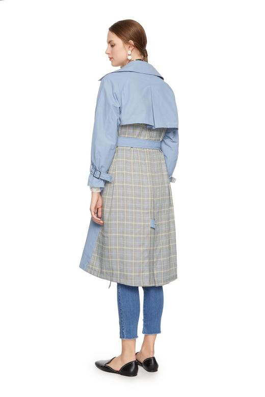 OCTAVIA 格纹拼接双排扣束腰风衣 6180 商品图2