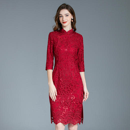 DNO-3BA8894-1礼服网纱刺绣大码连衣裙新款喜婆婆婚宴高贵 商品图0