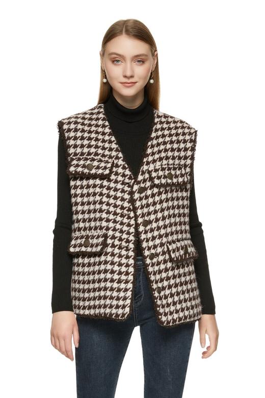 ELLA JADE 棕色千鸟格背心外套 8638 商品图0