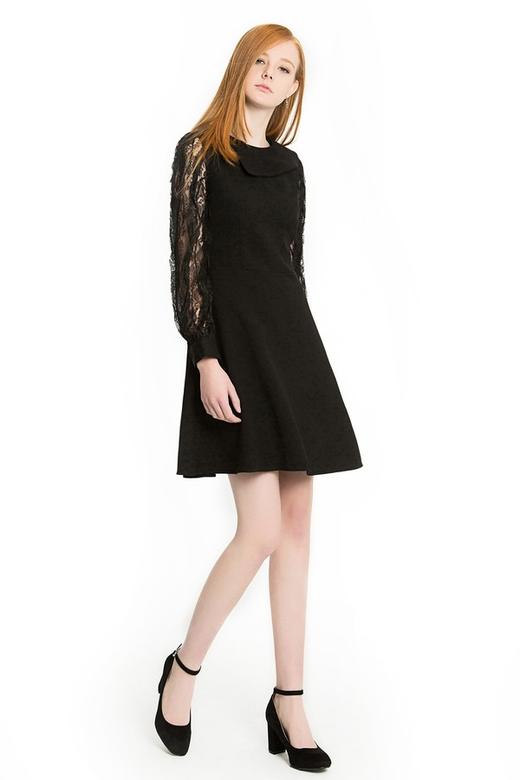 SUMMER & SAGE 黑色拼袖连衣裙 1428 商品图0