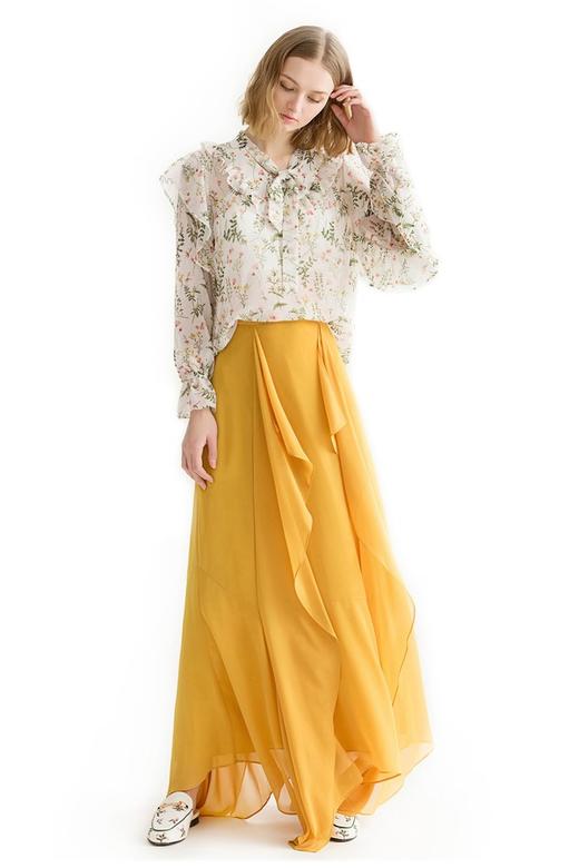 SUMMER & SAGE 荷叶边轻透印花上衣 1410 商品图7