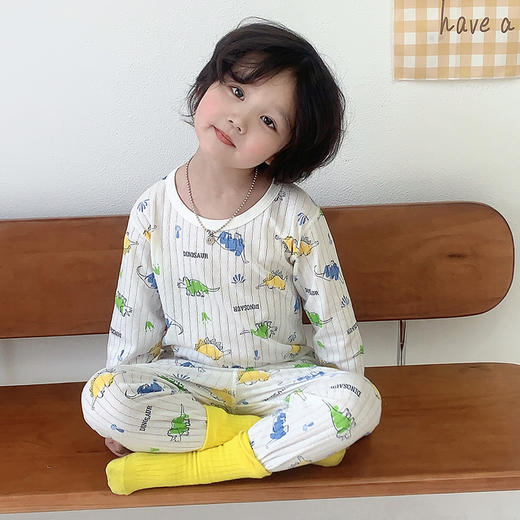 【59元买一套送一套】2024春季儿童睡衣艾草精华无骨套装纯棉空调服男女中小童A类长袖春夏季薄款家居服 商品图4