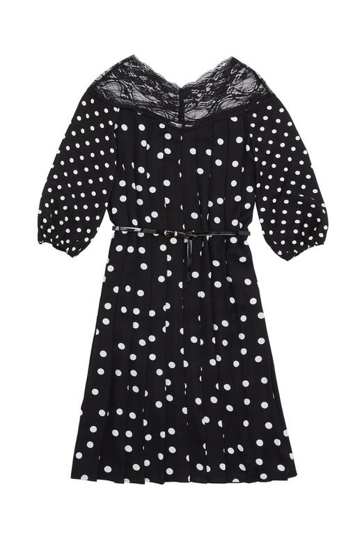 SUMMER & SAGE 蕾丝拼接波点连衣裙 6238【不含腰带】 商品图4