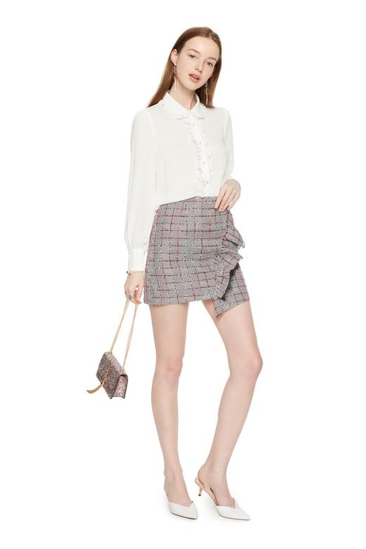 AVA 木耳边饰半透明白色上衣 6047 商品图1