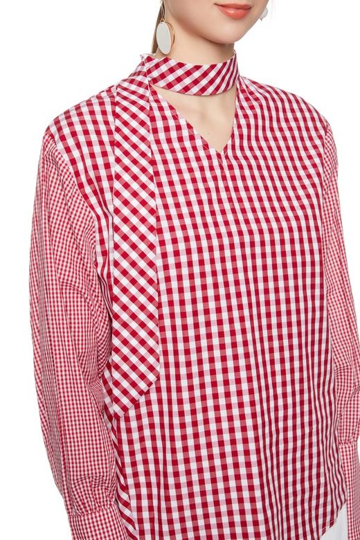 SUMMER & SAGE 格纹挂脖飘带上衣 6212 商品图3