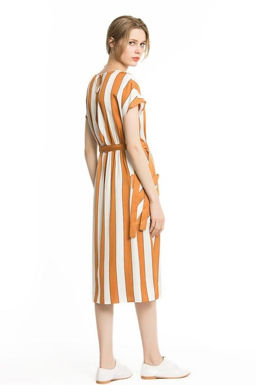 OCTAVIA 橙白条纹丝麻连衣裙 1757 商品图2