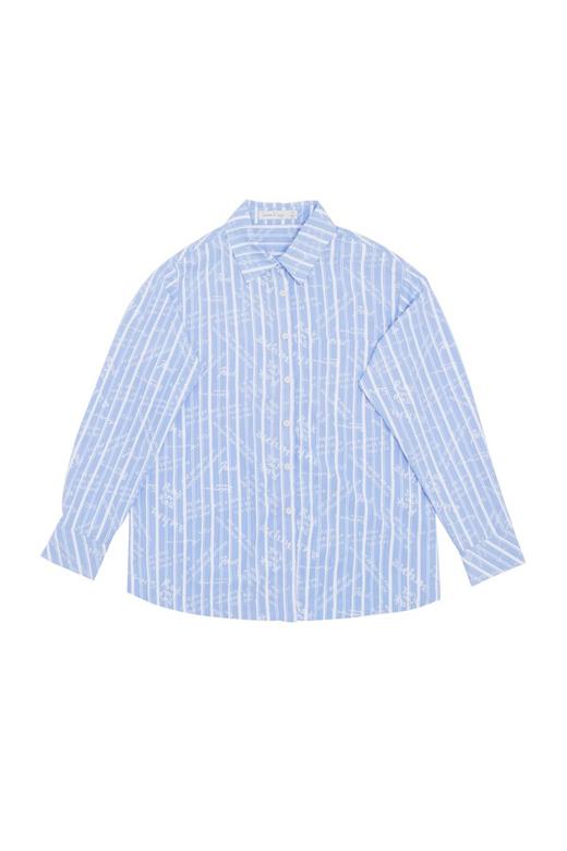 SUMMER & SAGE 字母饰蓝白条纹情侣衬衣 6064 商品图4