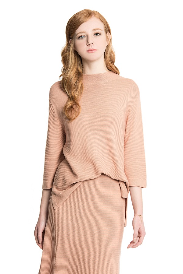 BONNIE ALEX 藕粉色简约针织衫 1356