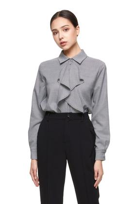 ELLA JADE 荷叶边饰格纹衬衣 8591