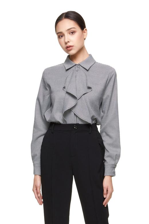 ELLA JADE 荷叶边饰格纹衬衣 8591 商品图0