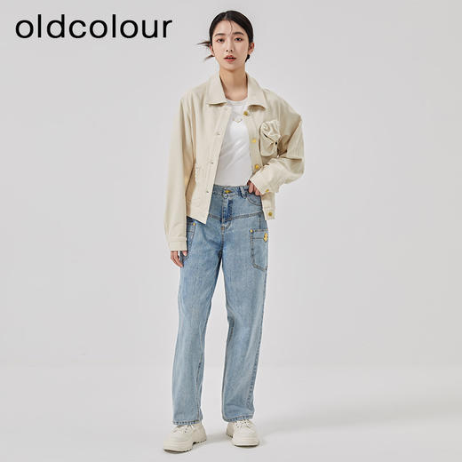 oldcolour2023春季新款米色休闲百搭宽松短款牛仔外套女O11040150 商品图1