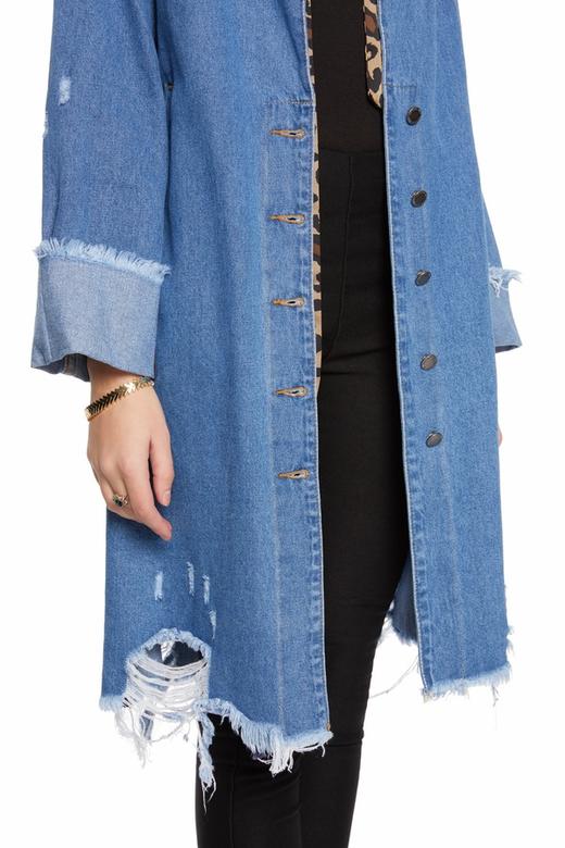 ELLA JADE 蓝色磨边牛仔长外套 6261 商品图3