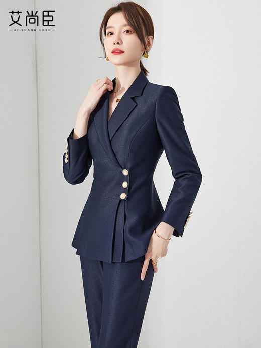 高端藏青色职业套装女春季新款时尚公务员西装外套商务气质正装 商品图3
