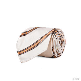 米白色金棕斜纹蚕丝手工领带