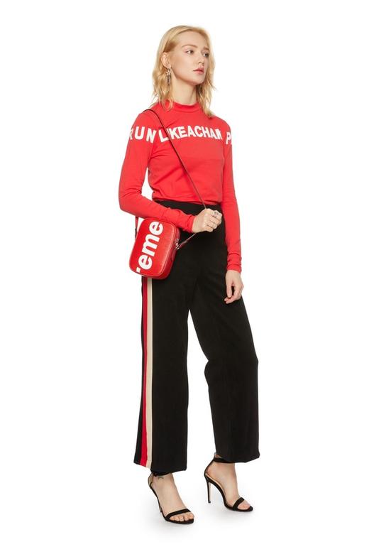 AVA 拼色条纹阔腿裤 6100 商品图1