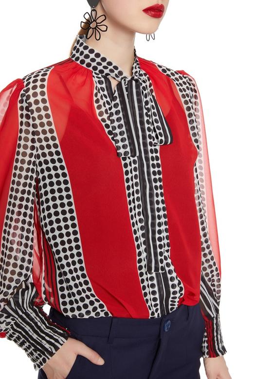 ELLA JADE 复古系带拼色上衣 6131 商品图3