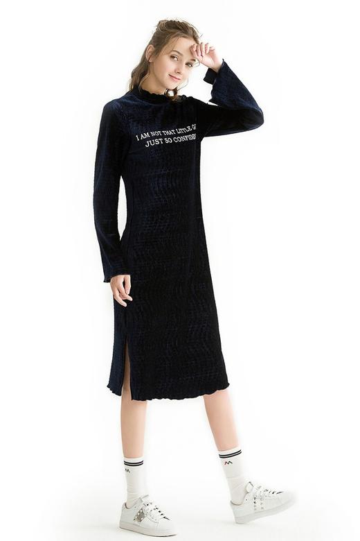 Tied  Hands 丝绒中高领连衣裙 1062 商品图1