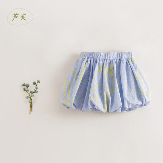 【马克珍妮 芦芙】夏装新款 女童印花棉麻花苞半身裙230019 商品图1