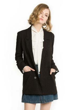 Monki 竖条纹中长款西装外套 1255