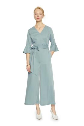 OCTAVIA V领束腰连体阔腿裤 6173