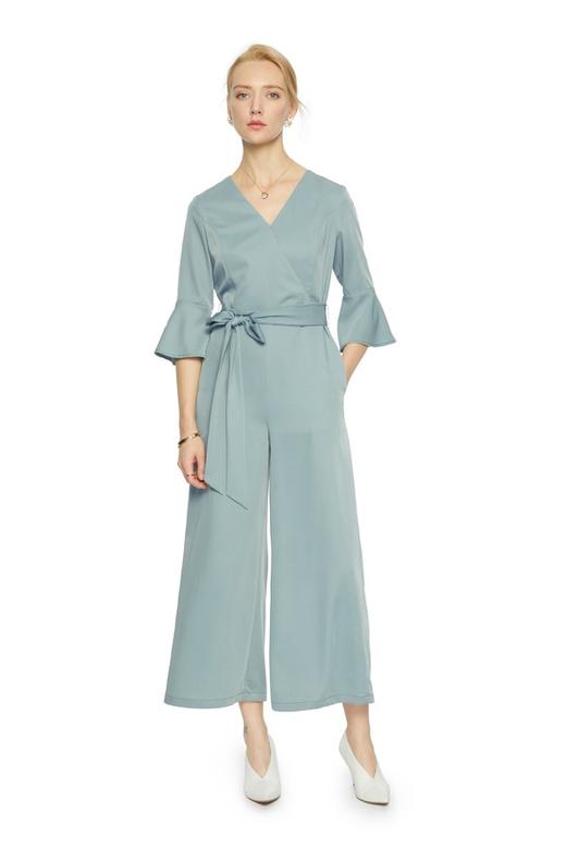 OCTAVIA V领束腰连体阔腿裤 6173 商品图0