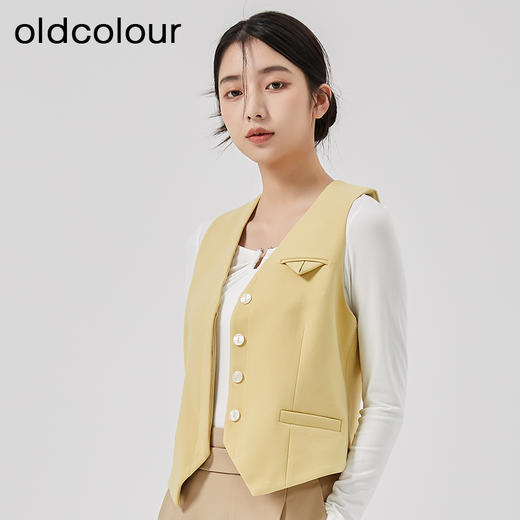 oldcolour2023春季新款高级V领气质无袖短款西装马夹女O11032128 商品图2