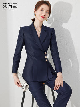 高端藏青色职业套装女春季新款时尚公务员西装外套商务气质正装